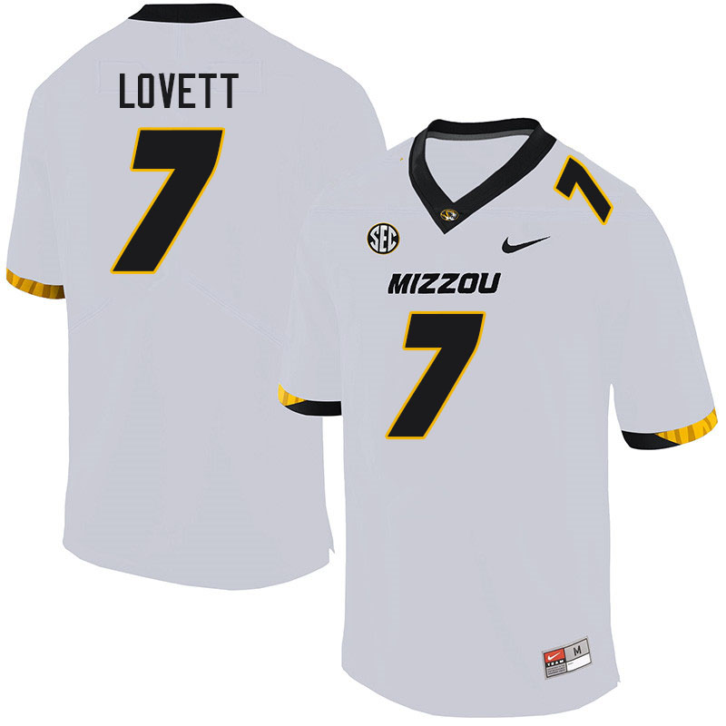 Men #7 Dominic Lovett Missouri Tigers College Football Jerseys Sale-White - Click Image to Close